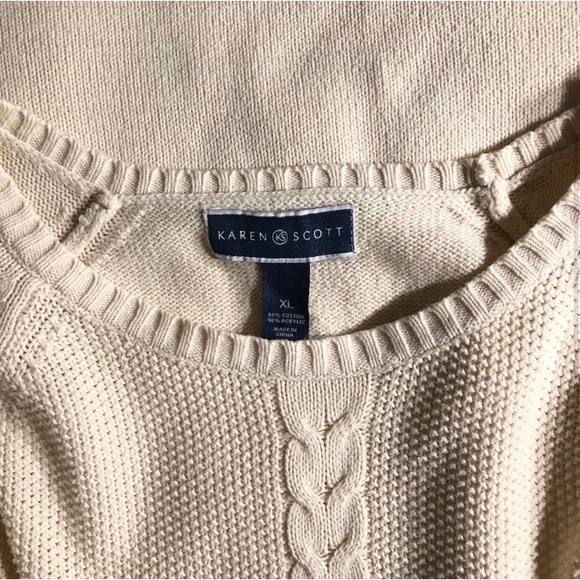 Karen Scott Soft Ivory Cream Cable Knit Sweater XL EUC - Picture 3 of 4